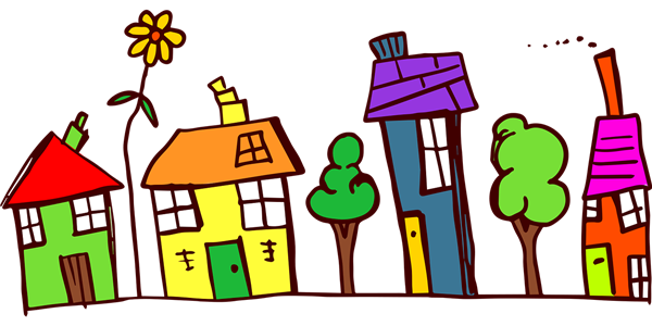 colorful house drawings