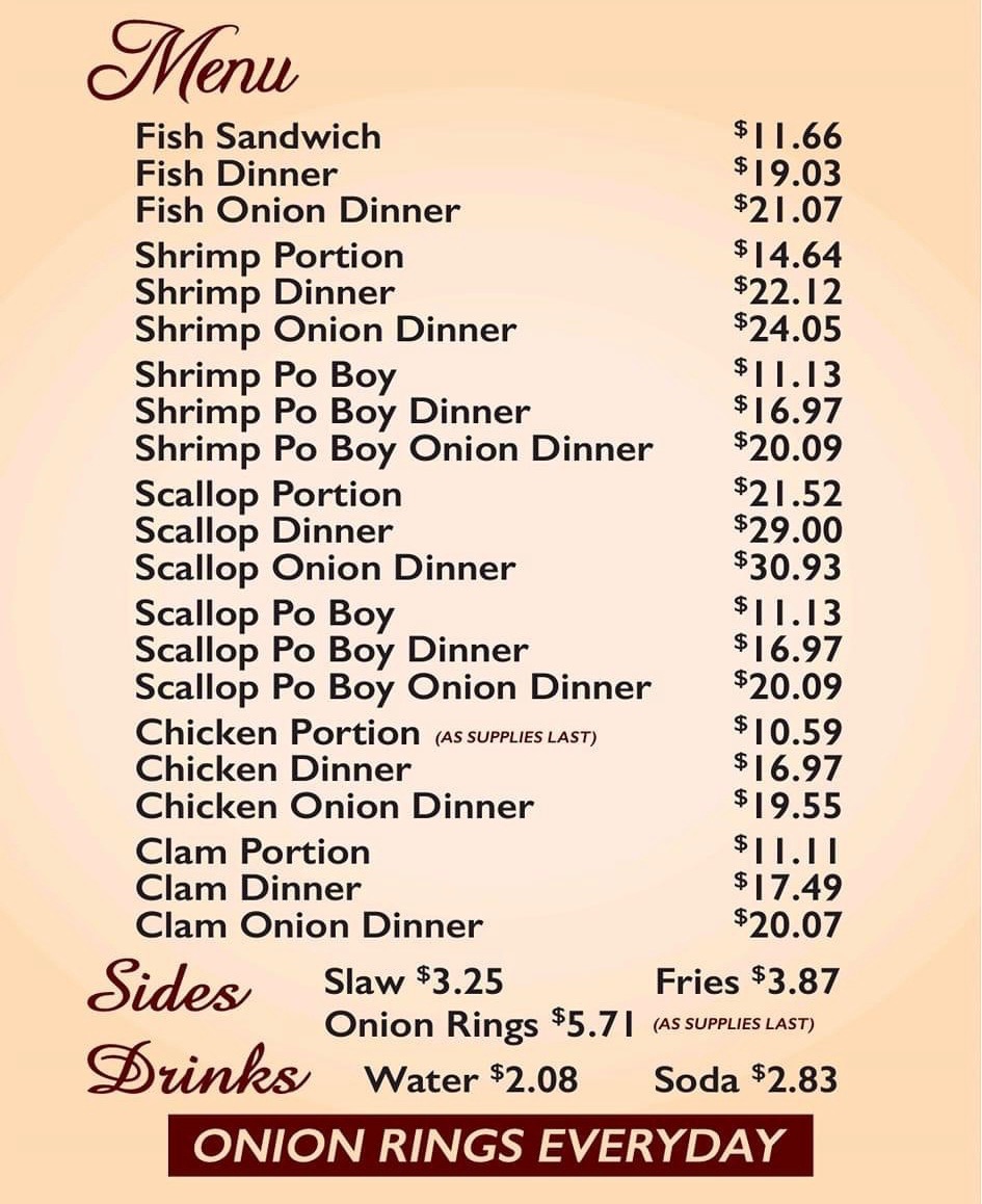 Doug;s Fish Fry Menu