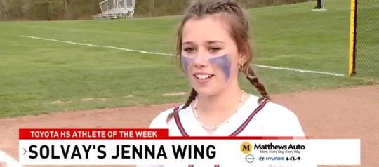 Solvay Pitcher Jenna Wing is the Toyota High School Athlete of the Week