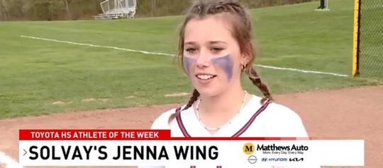 Solvay Pitcher Jenna Wing is the Toyota High School Athlete of the Week