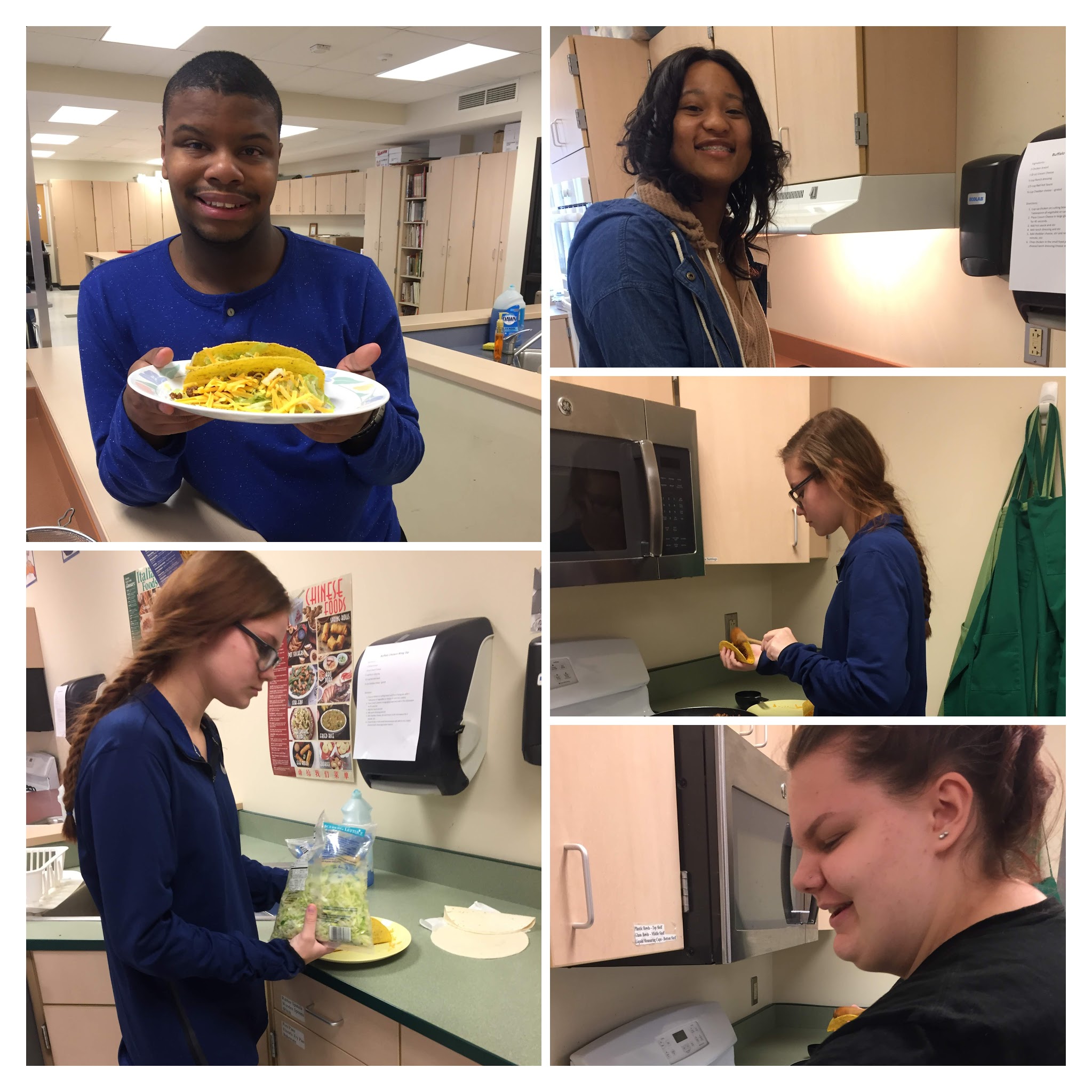students prepare foods after school