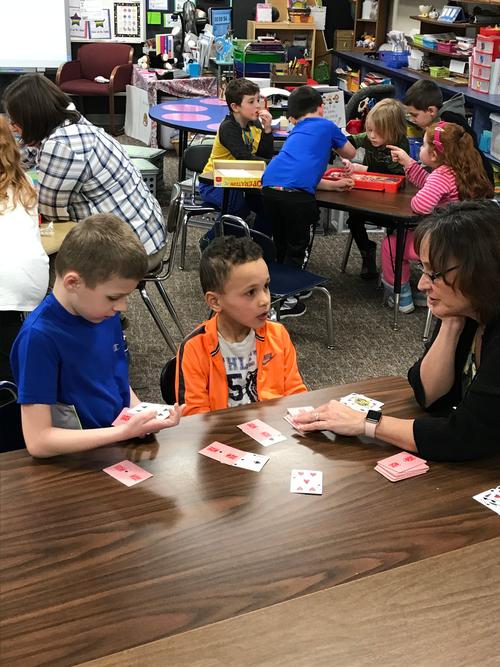 Kids playing boardgames