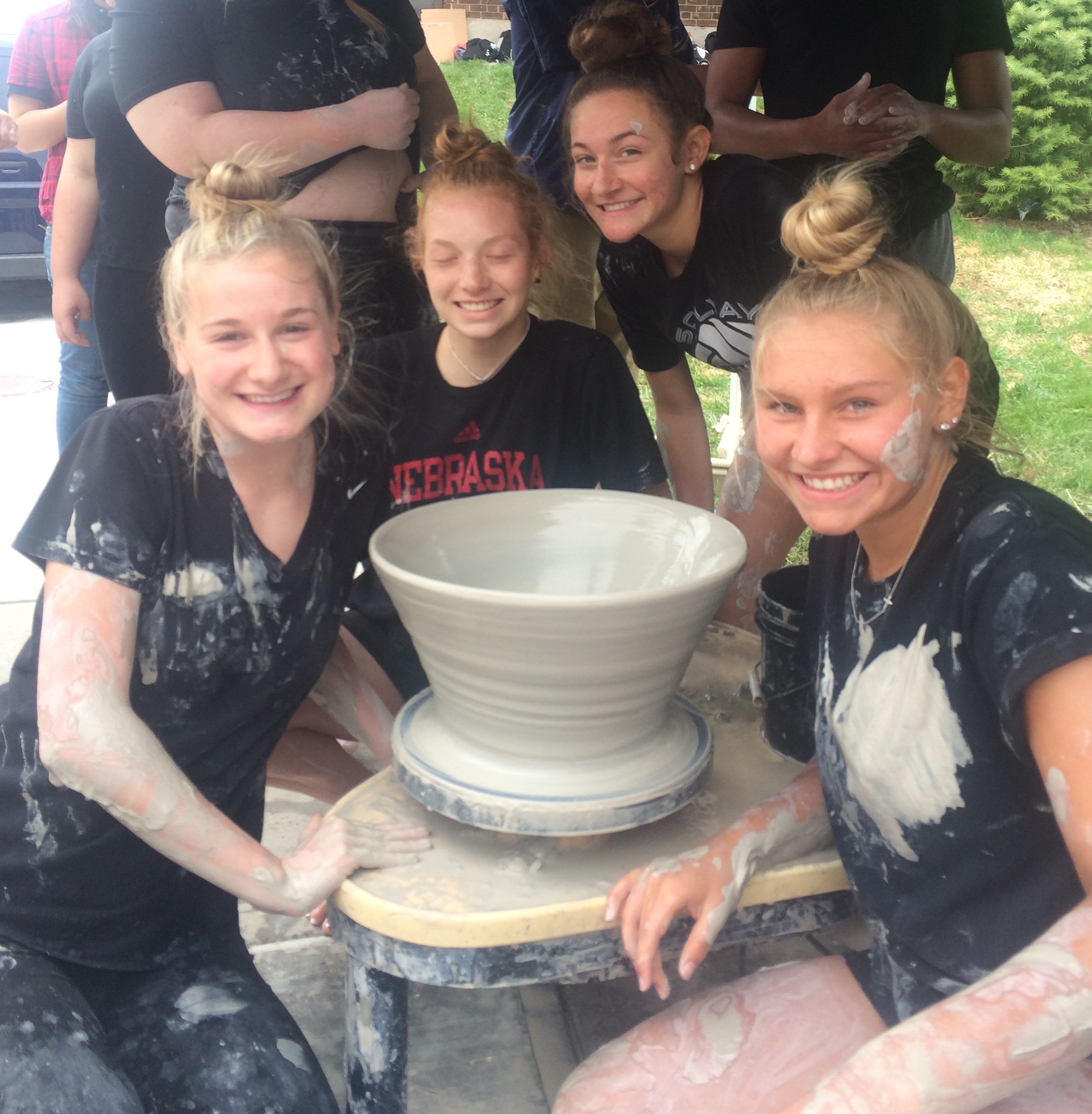 students with clay